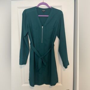 Express Green Sheath Dress V-Neck Long Sleeve